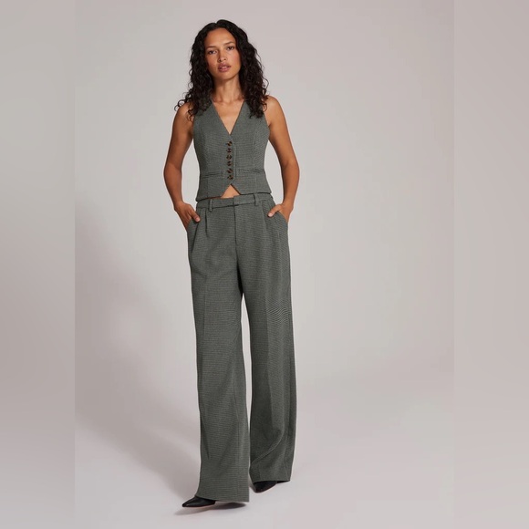 Favorite Daughter Pants - Favorite Daughter Two Piece Suit. Green Houndstooth.